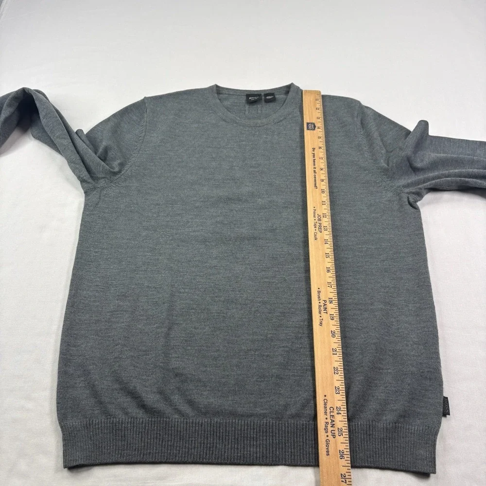 Hugo Boss Wool Sweater Mens XL Gray Slim Fit Pullover Crew Neck Stretch